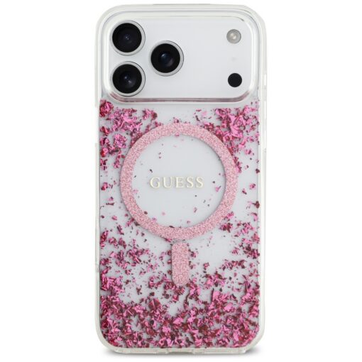 Guess Resin Bottom Glitter MagSafe case for iPhone 17 Pro Max pink - Image 3