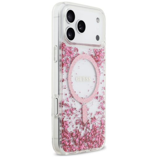 Guess Resin Bottom Glitter MagSafe case for iPhone 17 Pro Max pink - Image 4