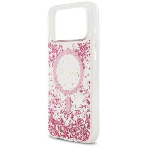 Guess Resin Bottom Glitter MagSafe case for iPhone 17 Pro Max pink - Image 6