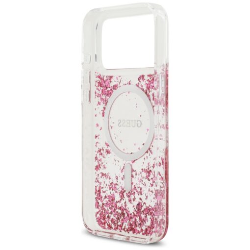 Guess Resin Bottom Glitter MagSafe case for iPhone 17 Pro Max pink - Image 7
