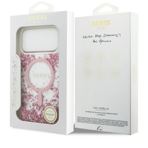 Guess Resin Bottom Glitter MagSafe case for iPhone 17 Pro Max pink - Image 8