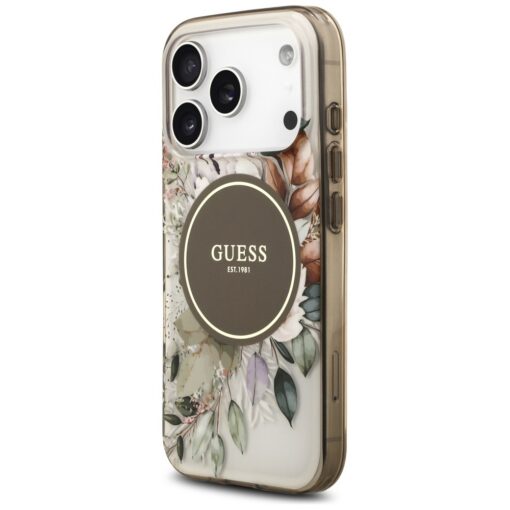 Guess IML Flower & Tonal Circle MagSafe case for iPhone 17 Pro Max brown - Image 2