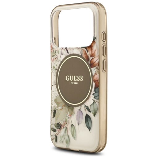 Guess IML Flower & Tonal Circle MagSafe case for iPhone 17 Pro Max brown - Image 6
