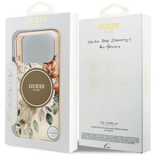 Guess IML Flower & Tonal Circle MagSafe case for iPhone 17 Pro Max brown - Image 8