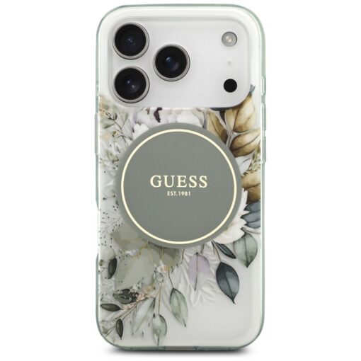 Guess IML Flower & Tonal Circle MagSafe case for iPhone 17 Pro Max green - Image 3
