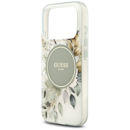 Guess IML Flower & Tonal Circle MagSafe case for iPhone 17 Pro Max green - Image 6