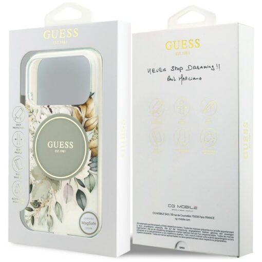 Guess IML Flower & Tonal Circle MagSafe case for iPhone 17 Pro Max green - Image 8