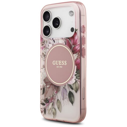 Guess IML Flower & Tonal Circle MagSafe case for iPhone 17 Pro Max pink - Image 2