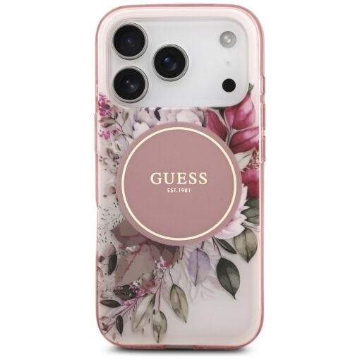 Guess IML Flower & Tonal Circle MagSafe case for iPhone 17 Pro Max pink - Image 3