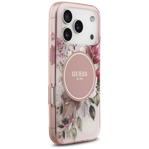 Guess IML Flower & Tonal Circle MagSafe case for iPhone 17 Pro Max pink - Image 4