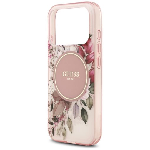 Guess IML Flower & Tonal Circle MagSafe case for iPhone 17 Pro Max pink - Image 6
