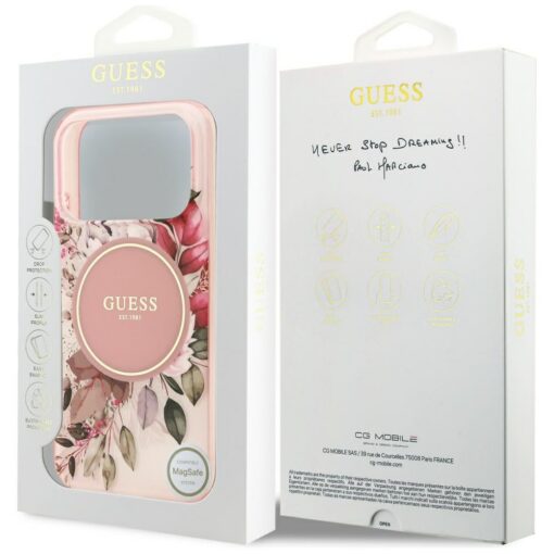 Guess IML Flower & Tonal Circle MagSafe case for iPhone 17 Pro Max pink - Image 8