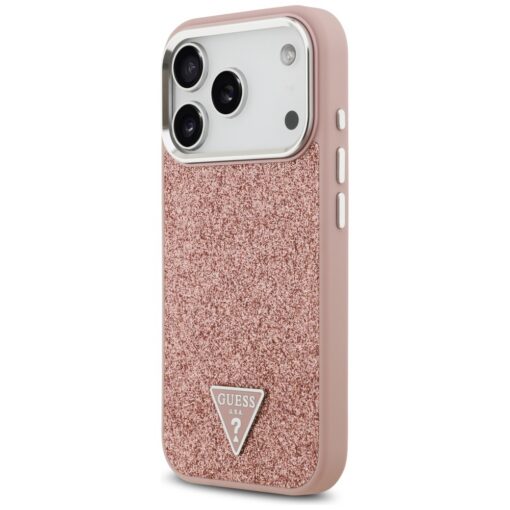 Guess Glitter Triangle Logo MagSafe case for iPhone 17 Pro pink - Image 2