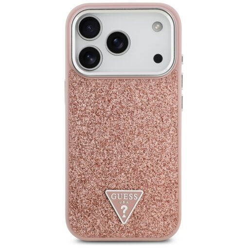 Guess Glitter Triangle Logo MagSafe case for iPhone 17 Pro pink - Image 3