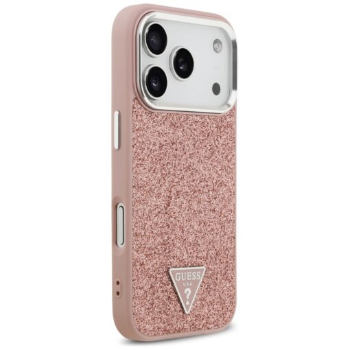 Guess Glitter Triangle Logo MagSafe case for iPhone 17 Pro pink - Image 4