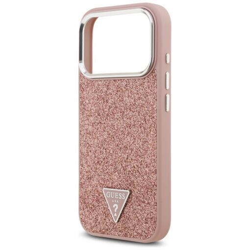 Guess Glitter Triangle Logo MagSafe case for iPhone 17 Pro pink - Image 6