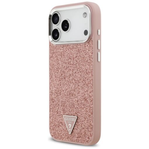 Guess Glitter Triangle Logo MagSafe case for iPhone 17 Pro Max pink - Image 2