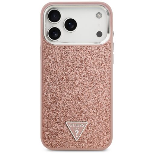 Guess Glitter Triangle Logo MagSafe case for iPhone 17 Pro Max pink - Image 3