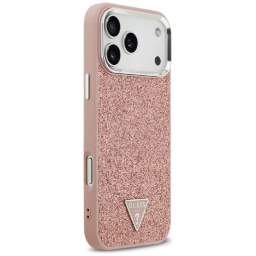 Guess Glitter Triangle Logo MagSafe case for iPhone 17 Pro Max pink - Image 4