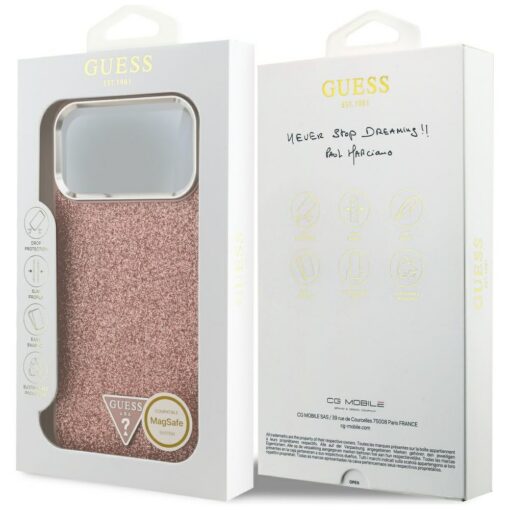 Guess Glitter Triangle Logo MagSafe case for iPhone 17 Pro Max pink - Image 8