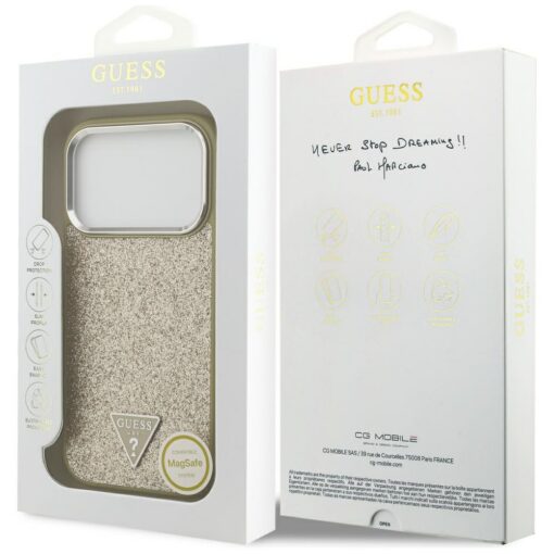 Guess Glitter Triangle Logo MagSafe case for iPhone 17 Pro gold - Image 8