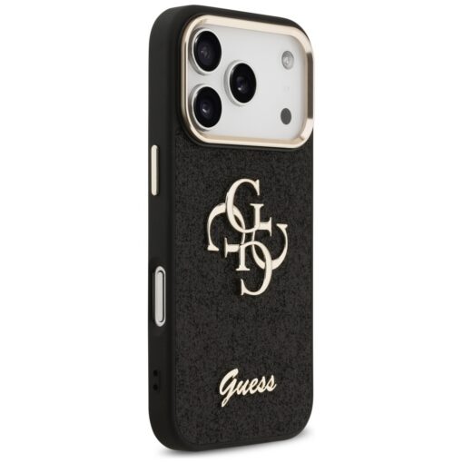 Guess Fixed Glitter Big 4G Metal Frame case for iPhone 17 Pro black - Image 4
