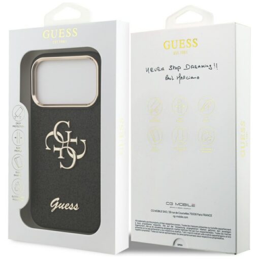 Guess Fixed Glitter Big 4G Metal Frame case for iPhone 17 Pro black - Image 8