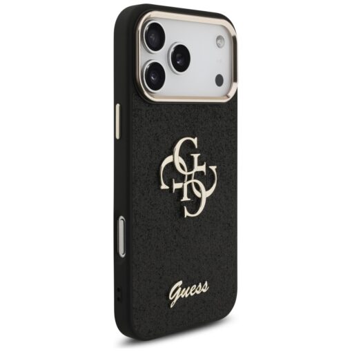 Guess Fixed Glitter Big 4G Metal Frame case for iPhone 17 Pro Max black - Image 4