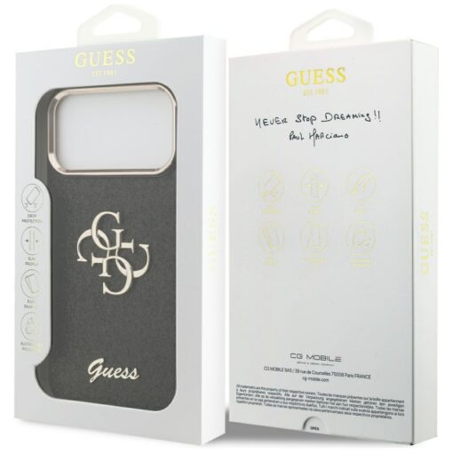 Guess Fixed Glitter Big 4G Metal Frame case for iPhone 17 Pro Max black - Image 8