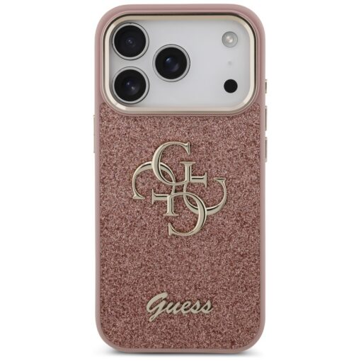 Guess Fixed Glitter Big 4G Metal Frame case for iPhone 17 Pro pink - Image 3
