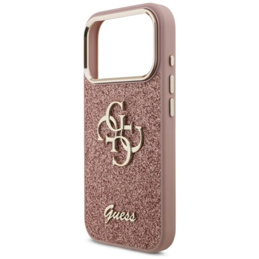 Guess Fixed Glitter Big 4G Metal Frame case for iPhone 17 Pro pink - Image 6
