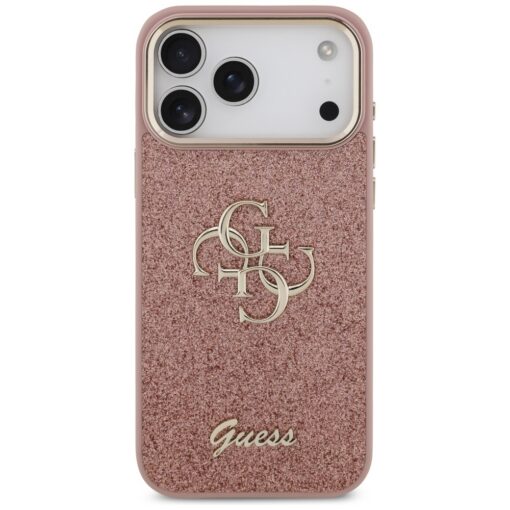 Guess Fixed Glitter Big 4G Metal Frame case for iPhone 17 Pro Max pink - Image 3