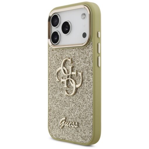 Guess Fixed Glitter Big 4G Metal Frame case for iPhone 17 Pro gold - Image 2