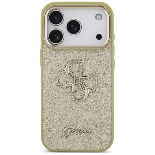 Guess Fixed Glitter Big 4G Metal Frame case for iPhone 17 Pro gold - Image 3