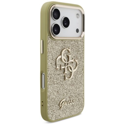 Guess Fixed Glitter Big 4G Metal Frame case for iPhone 17 Pro gold - Image 4