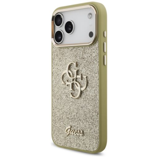 Guess Fixed Glitter Big 4G Metal Frame case for iPhone 17 Pro Max gold - Image 2
