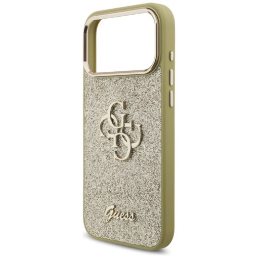 Guess Fixed Glitter Big 4G Metal Frame case for iPhone 17 Pro Max gold - Image 6