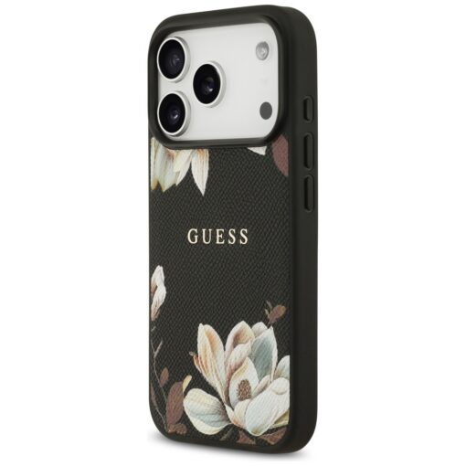 Guess Grained Flowers Classic Logo MagSafe case for iPhone 17 Pro black - Image 2