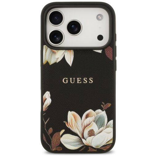 Guess Grained Flowers Classic Logo MagSafe case for iPhone 17 Pro black - Image 3
