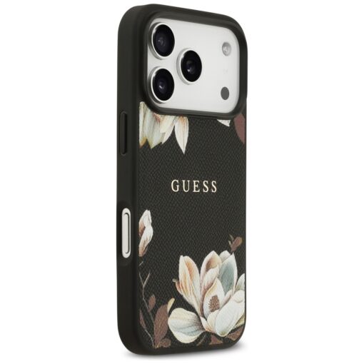 Guess Grained Flowers Classic Logo MagSafe case for iPhone 17 Pro black - Image 4
