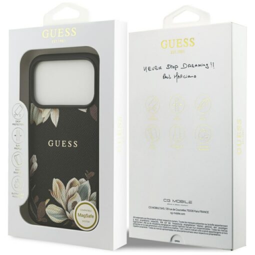 Guess Grained Flowers Classic Logo MagSafe case for iPhone 17 Pro black - Image 8