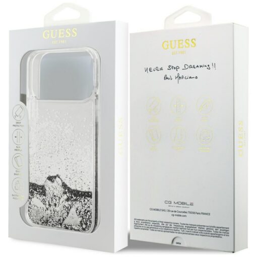 Guess Liq. Glitter Charms case for iPhone 17 Pro Max silver - Image 8