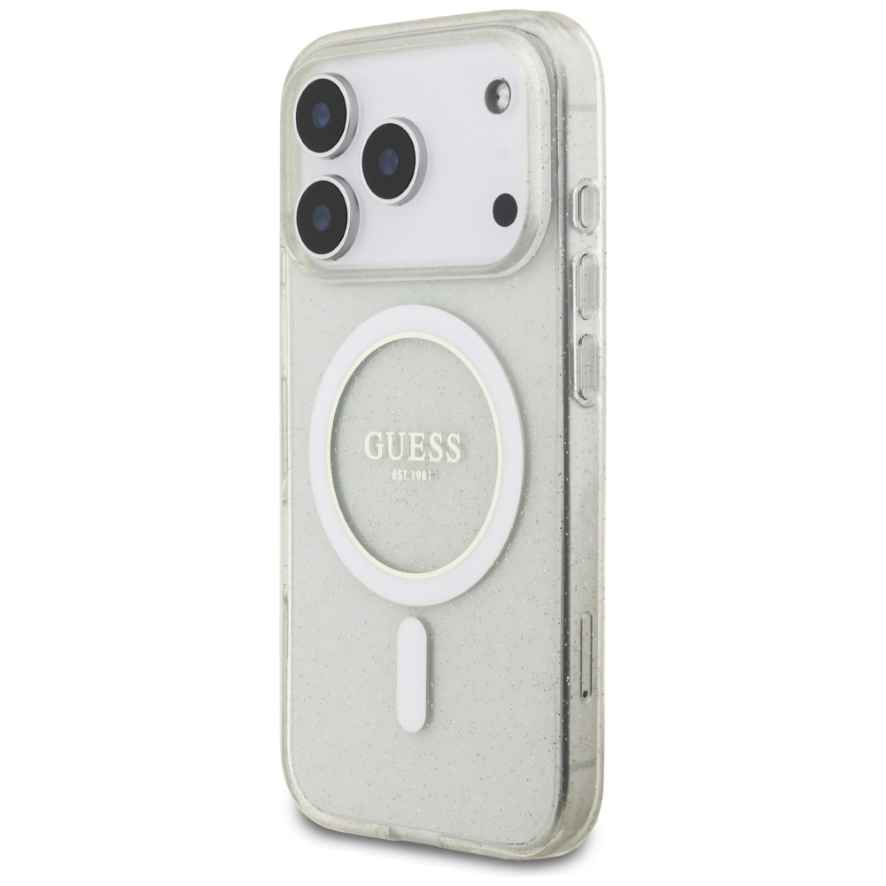 Guess IML Glitter Pearl Strap MagSafe case for iPhone 17 Pro Max transparent - Image 3