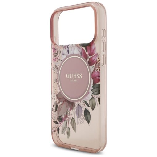 Guess IML Flowers Pearl Strap MagSafe case for iPhone 17 Pro Max pink - Image 6