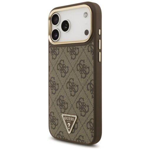 Guess 4G Triangle Logo & Big Strap Metal Buttons MagSafe case for iPhone 17 Pro Max brown - Image 2