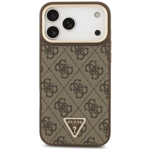 Guess 4G Triangle Logo & Big Strap Metal Buttons MagSafe case for iPhone 17 Pro Max brown - Image 3