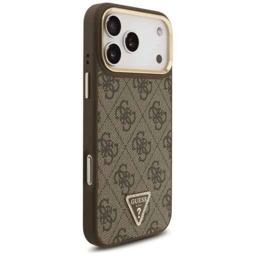 Guess 4G Triangle Logo & Big Strap Metal Buttons MagSafe case for iPhone 17 Pro Max brown - Image 4
