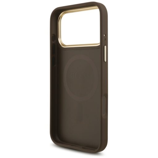 Guess 4G Triangle Logo & Big Strap Metal Buttons MagSafe case for iPhone 17 Pro Max brown - Image 7