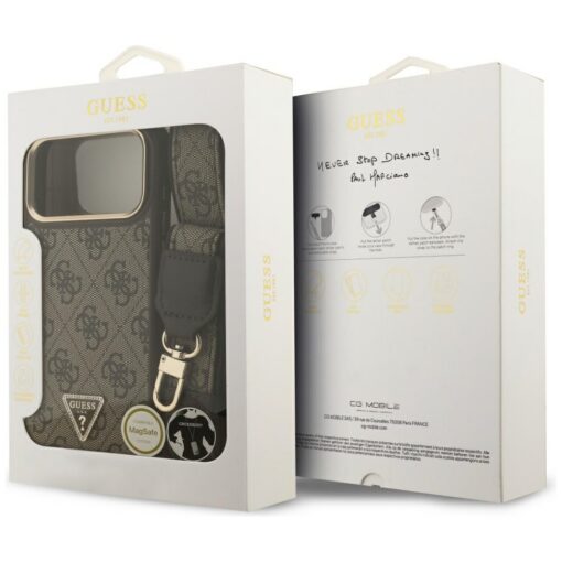 Guess 4G Triangle Logo & Big Strap Metal Buttons MagSafe case for iPhone 17 Pro Max brown - Image 9