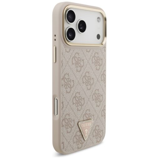 Guess 4G Triangle Logo & Big Strap Metal Buttons MagSafe case for iPhone 17 Pro Max pink - Image 4
